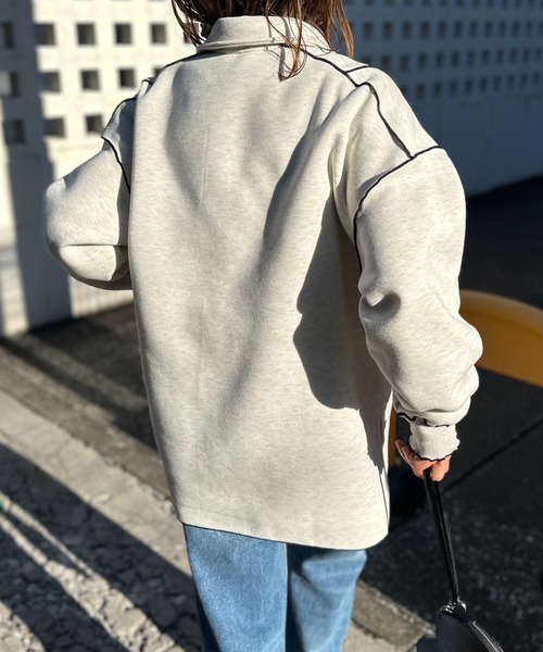 【セール】【2024新作！】ウラケ裏起毛 配色メロー オーバーサイズ ポロスウェット（スウェット）｜mi via loca（ミヴィアロカ）