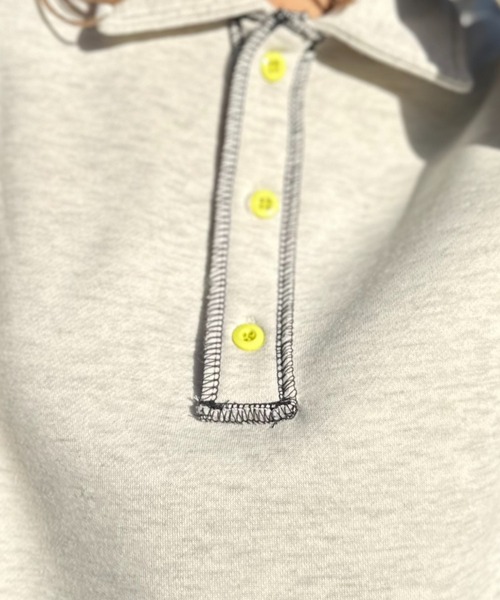 【セール】【2024新作！】ウラケ裏起毛 配色メロー オーバーサイズ ポロスウェット（スウェット）｜mi via loca（ミヴィアロカ）