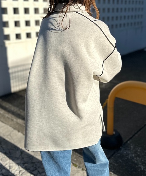 【セール】【2024新作！】ウラケ裏起毛 配色メロー オーバーサイズ ポロスウェット（スウェット）｜mi via loca（ミヴィアロカ）