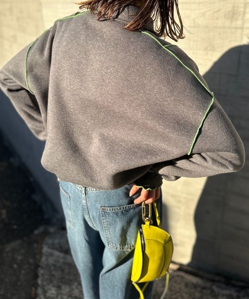 【セール】【2024新作！】ウラケ裏起毛 配色メロー オーバーサイズ ポロスウェット（スウェット）｜mi via loca（ミヴィアロカ）