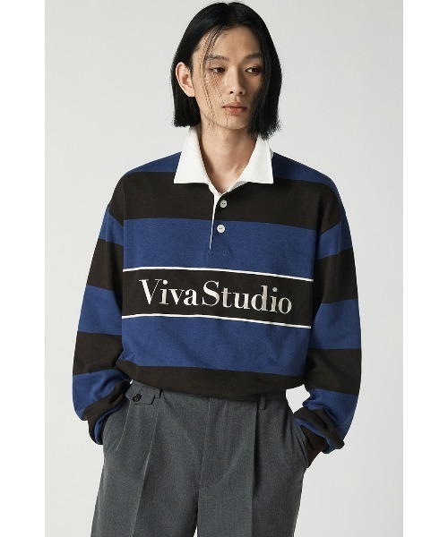 VIVASTUDIO(ビバスタジオ)の「ロゴラガーシャツ / LOGO RUGGER SHIRT(Tシャツ/カットソー・メンズ・アイボリー/ブルー系その他・LARGE/MEDIUM)」の2枚目の写真