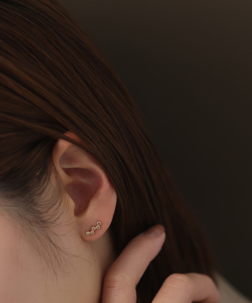 セール】ブラウンダイヤウェーブピアス K10（両耳）（ピアス（両耳用