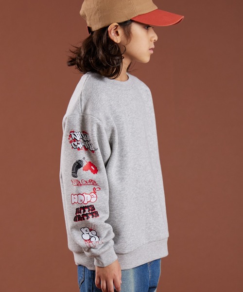 PAIRMANON STREET(ペアマノンストリート)の「【PAIRMANON STREET】裏起毛 袖 プリント グラフィック トレーナー(スウェット・キッズ・グレー系その他3/グレー系その他2/ベージュ系その他/グレー系その他/ブラック系その他・140/90/110/160/130/100/150/120)」の2枚目の写真