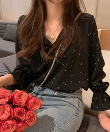 Asterellivi（アステレリビ）の「ハート柄 シャツブラウス（シャツ/ブラウス）」