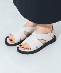 【クッション入り・柔らかい】クロスデザインフラットサンダル IY5647