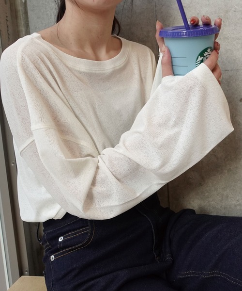 CORNERS（コーナーズ）の「サムホール付きサイドスリットシアートップス（Tシャツ/カットソー・レディース・アイボリー/グレー/ライム/ブラック・M）」の10枚目の写真