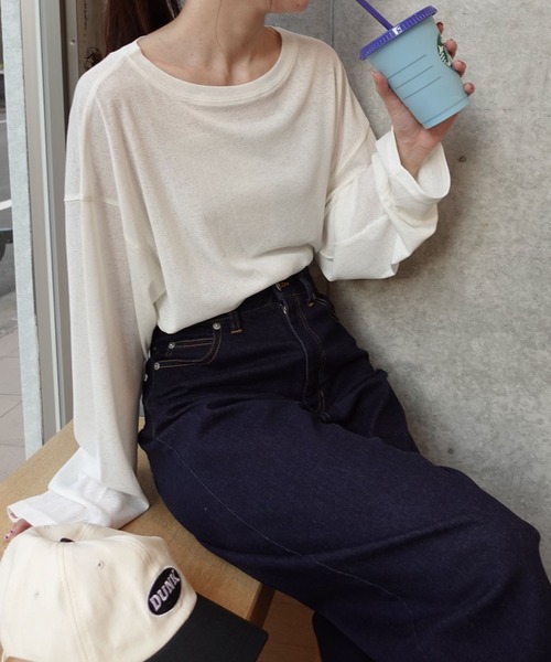 CORNERS（コーナーズ）の「サムホール付きサイドスリットシアートップス（Tシャツ/カットソー・レディース・アイボリー/グレー/ライム/ブラック・M）」の13枚目の写真