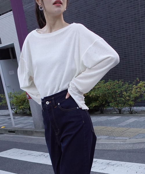 CORNERS（コーナーズ）の「サムホール付きサイドスリットシアートップス（Tシャツ/カットソー・レディース・アイボリー/グレー/ライム/ブラック・M）」の6枚目の写真