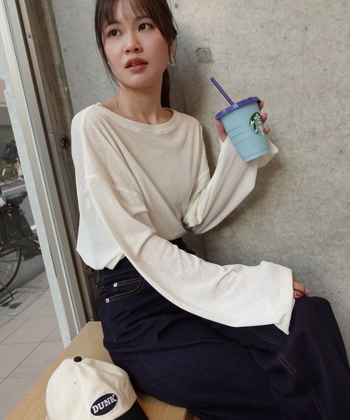 CORNERS（コーナーズ）の「サムホール付きサイドスリットシアートップス（Tシャツ/カットソー・レディース・アイボリー/グレー/ライム/ブラック・M）」の8枚目の写真