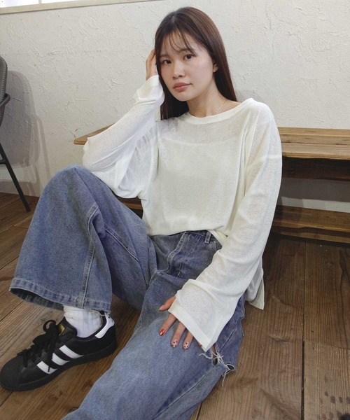 CORNERS（コーナーズ）の「サムホール付きサイドスリットシアートップス（Tシャツ/カットソー・レディース・アイボリー/グレー/ライム/ブラック・M）」の15枚目の写真