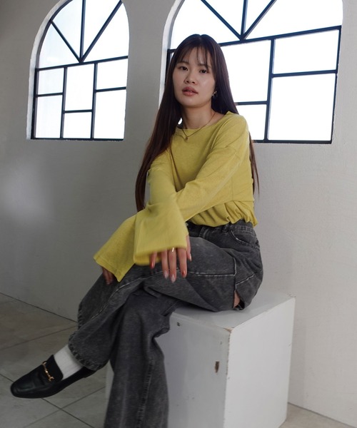 CORNERS（コーナーズ）の「サムホール付きサイドスリットシアートップス（Tシャツ/カットソー・レディース・アイボリー/グレー/ライム/ブラック・M）」の21枚目の写真