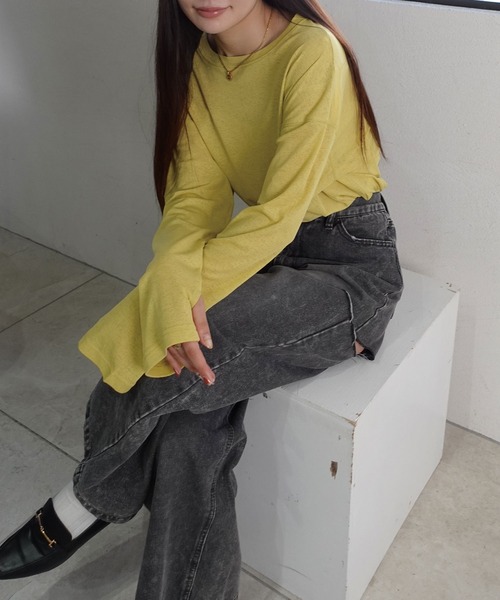 CORNERS（コーナーズ）の「サムホール付きサイドスリットシアートップス（Tシャツ/カットソー・レディース・アイボリー/グレー/ライム/ブラック・M）」の22枚目の写真