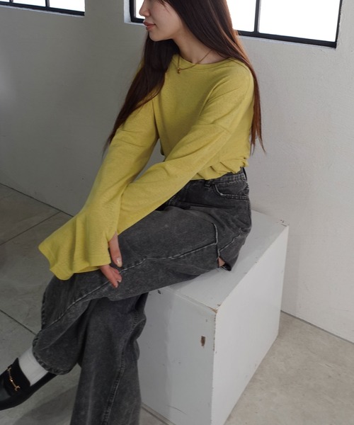 CORNERS(コーナーズ)の「サムホール付きサイドスリットシアートップス(Tシャツ/カットソー・レディース・アイボリー/グレー/ライム/ブラック・M)」の17枚目の写真