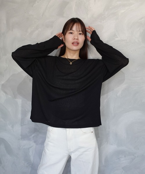 CORNERS(コーナーズ)の「サムホール付きサイドスリットシアートップス(Tシャツ/カットソー・レディース・アイボリー/グレー/ライム/ブラック・M)」の19枚目の写真
