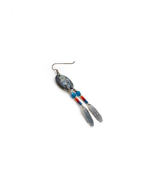 Indian Jewelry（インディアンジュエリー）の「THEATER シアターセレクト ブルーシェルビーズコンビダブルフェザードロップピアス Made in USA（ピアス（両耳用）・メンズ・シルバー・FREE）」の3枚目の写真
