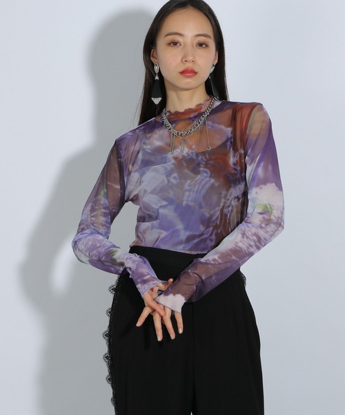 HARE（ハレ）の「2WAYアートガラシアートップス(HARE)（Tシャツ/カットソー・レディース・グリーン/ブルー/パープル・FREE）」の22枚目の写真