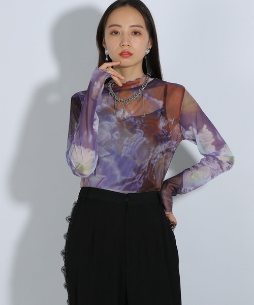 HARE（ハレ）の「2WAYアートガラシアートップス(HARE)（Tシャツ/カットソー・レディース・グリーン/ブルー/パープル・FREE）」の20枚目の写真