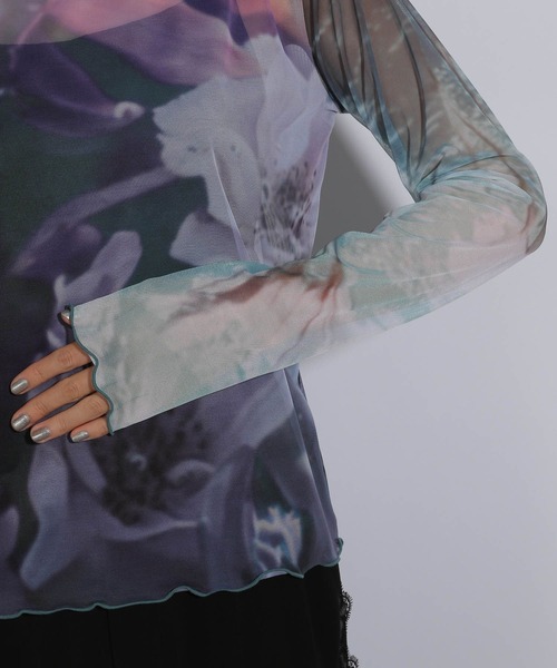 HARE（ハレ）の「2WAYアートガラシアートップス(HARE)（Tシャツ/カットソー・レディース・グリーン/ブルー/パープル・FREE）」の12枚目の写真