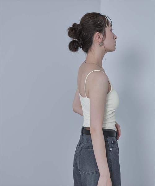 miette（ミエット）の「カップ付きリボン刺繍キャミソール（キャミソール・レディース・ブラック/レッド/グレー/アイボリー・FREE）」の6枚目の写真