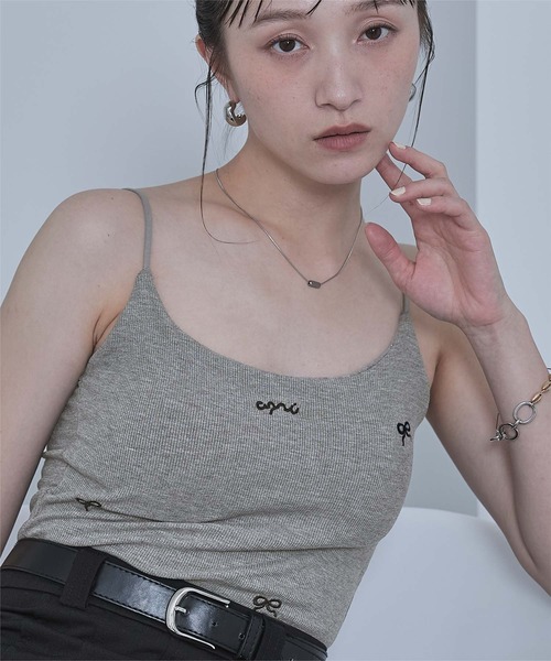 miette（ミエット）の「カップ付きリボン刺繍キャミソール（キャミソール・レディース・ブラック/レッド/グレー/アイボリー・FREE）」の21枚目の写真