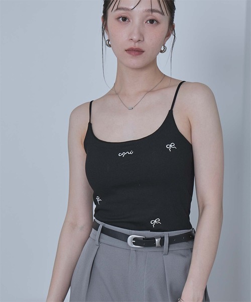 miette（ミエット）の「カップ付きリボン刺繍キャミソール（キャミソール・レディース・ブラック/レッド/グレー/アイボリー・FREE）」の13枚目の写真