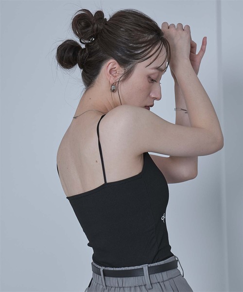 miette（ミエット）の「カップ付きリボン刺繍キャミソール（キャミソール・レディース・ブラック/レッド/グレー/アイボリー・FREE）」の14枚目の写真