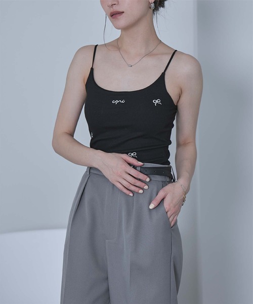 miette（ミエット）の「カップ付きリボン刺繍キャミソール（キャミソール・レディース・ブラック/レッド/グレー/アイボリー・FREE）」の15枚目の写真