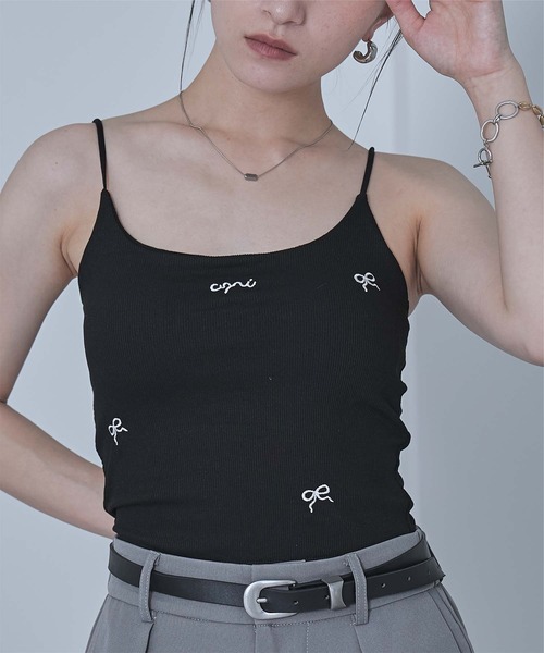 miette（ミエット）の「カップ付きリボン刺繍キャミソール（キャミソール・レディース・ブラック/レッド/グレー/アイボリー・FREE）」の18枚目の写真