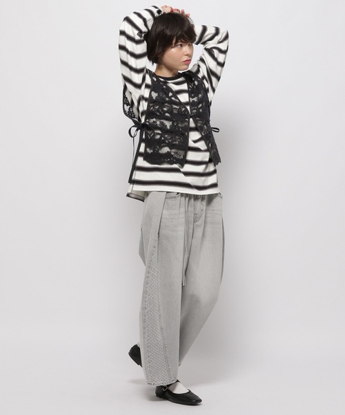 niko and...（ニコアンド）の「2WAYチュールコードレースベスト（ベスト・レディース・ブラック/アイボリー・FREE）」の7枚目の写真