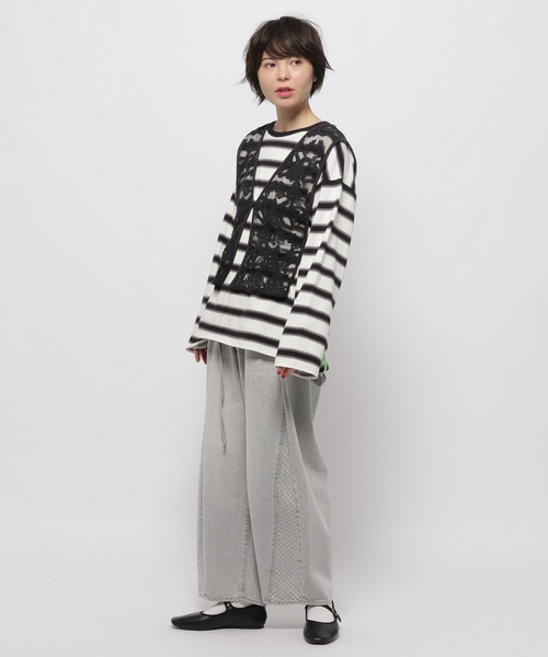 niko and...（ニコアンド）の「2WAYチュールコードレースベスト（ベスト・レディース・ブラック/アイボリー・FREE）」の8枚目の写真