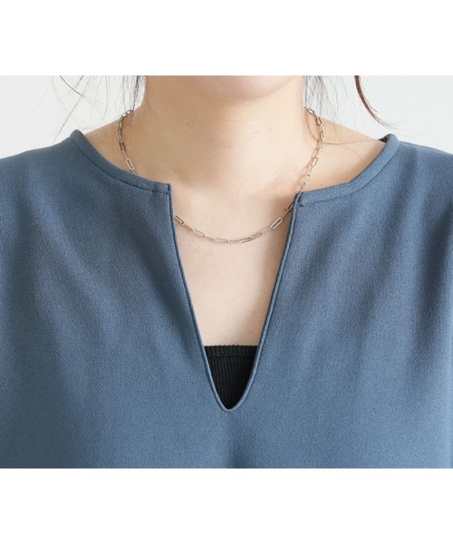 reca(レカ)の「キーネックカットジョーゼットブラウス(シャツ/ブラウス・レディース・ブラック/グレイッシュブルー・M)」の17枚目の写真