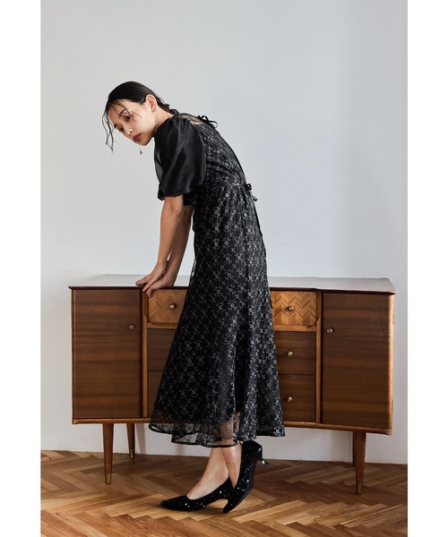 セール】ダイヤレースマーメイドドレス パフスリーブ パーティードレス