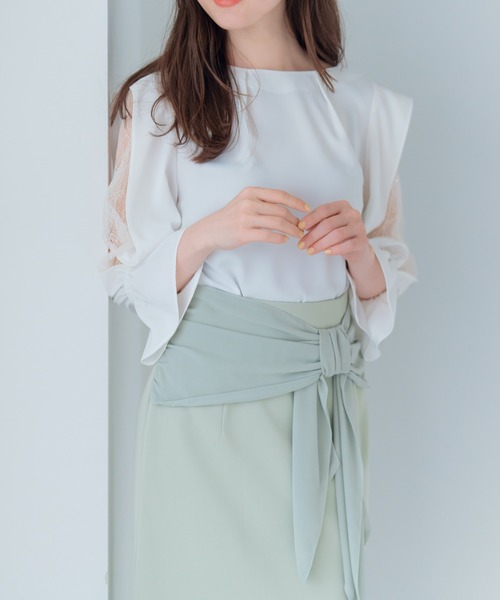 MISCH MASCH(ミッシュマッシュ)の「シフォンリボンタイトスカート(スカート・レディース・グリーン/アイボリー・S/M)」の8枚目の写真