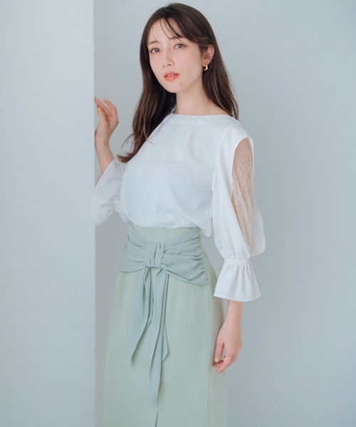 MISCH MASCH(ミッシュマッシュ)の「シフォンリボンタイトスカート(スカート・レディース・グリーン/アイボリー・S/M)」の9枚目の写真
