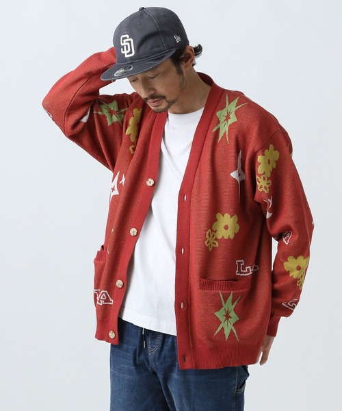 BAYFLOW（ベイフロー）の「マルチパターンジャガードニットカーディガン（カーディガン/ボレロ・メンズ・ブルー/グレー/レッド・MEDIUM/LARGE）」の3枚目の写真