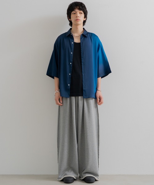 ヴィンテージライクグラデーションハーフスリーブデニムシャツ STYLEMIXER | ハーフスリーブシェイプデニムシャツ (シャツ