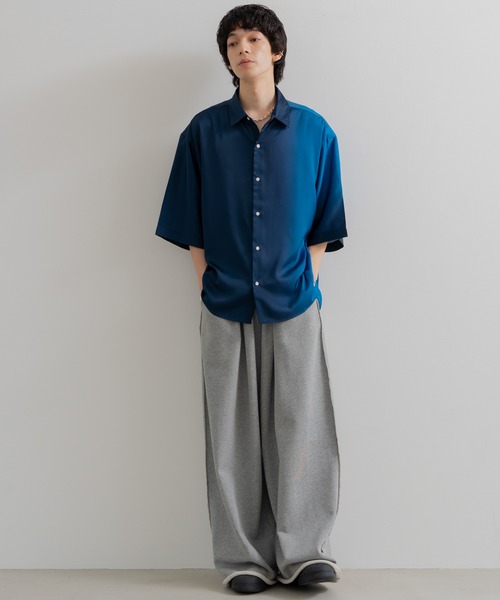ヴィンテージライクグラデーションハーフスリーブデニムシャツ Lee シャツ Lee/リー ビッグワークポケット ハーフスリーブ