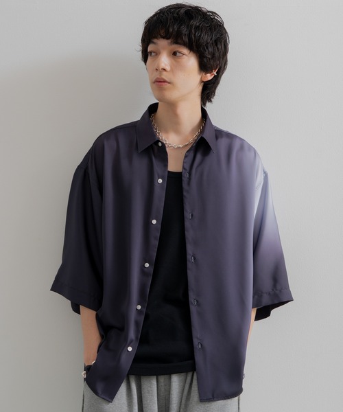 SINSS（シンス）の「Loose fit gradation HS shirt / ルーズフィットグラデーションハーフスリーブシャツ（シャツ/ブラウス・メンズ・ブラック/ブルー・SMALL/MEDIUM/LARGE）」の13枚目の写真
