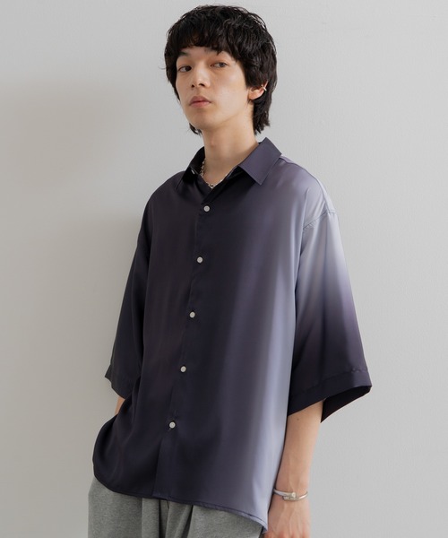 SINSS（シンス）の「Loose fit gradation HS shirt / ルーズフィットグラデーションハーフスリーブシャツ（シャツ/ブラウス・メンズ・ブラック/ブルー・SMALL/MEDIUM/LARGE）」の11枚目の写真