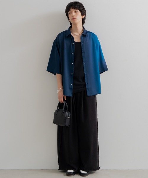 SINSS ハーフスリーブメッシュニットシャツ セール】Half sleeve mesh knit shirt / ハーフスリーブメッシュ