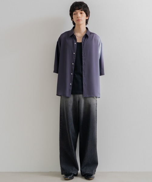 SINSS（シンス）の「Loose fit gradation HS shirt / ルーズフィットグラデーションハーフスリーブシャツ（シャツ/ブラウス・メンズ・ブラック/ブルー・SMALL/MEDIUM/LARGE）」の17枚目の写真