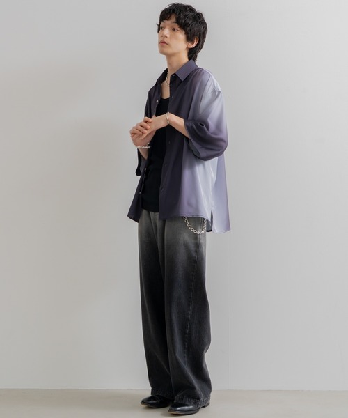 SINSS（シンス）の「Loose fit gradation HS shirt / ルーズフィットグラデーションハーフスリーブシャツ（シャツ/ブラウス・メンズ・ブラック/ブルー・SMALL/MEDIUM/LARGE）」の18枚目の写真