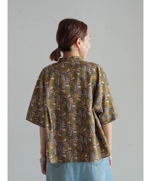FIL DE FER（フィルデフェール）の「Conchプリント　ワイドショートシャツ（シャツ/ブラウス・レディース・グレー/ブラウン・FREE）」の4枚目の写真