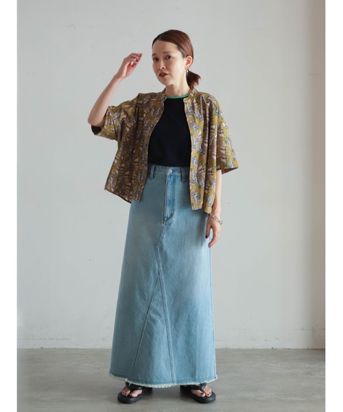 FIL DE FER（フィルデフェール）の「Conchプリント　ワイドショートシャツ（シャツ/ブラウス・レディース・グレー/ブラウン・FREE）」の6枚目の写真