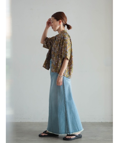 FIL DE FER（フィルデフェール）の「Conchプリント　ワイドショートシャツ（シャツ/ブラウス・レディース・グレー/ブラウン・FREE）」の7枚目の写真