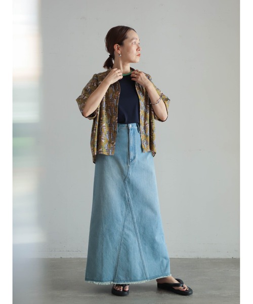 FIL DE FER（フィルデフェール）の「Conchプリント　ワイドショートシャツ（シャツ/ブラウス・レディース・グレー/ブラウン・FREE）」の9枚目の写真