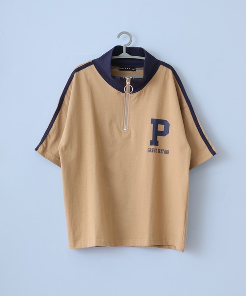 XL 【新品】シップス　バンドカラーポロシャツ ネイビー セール】ハーフジップ オーバー スキッパーポロシャツ KIDS
