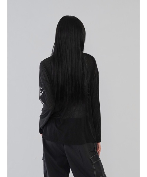 セール】【 cunii 】ハートプリント シアー ロングTシャツ