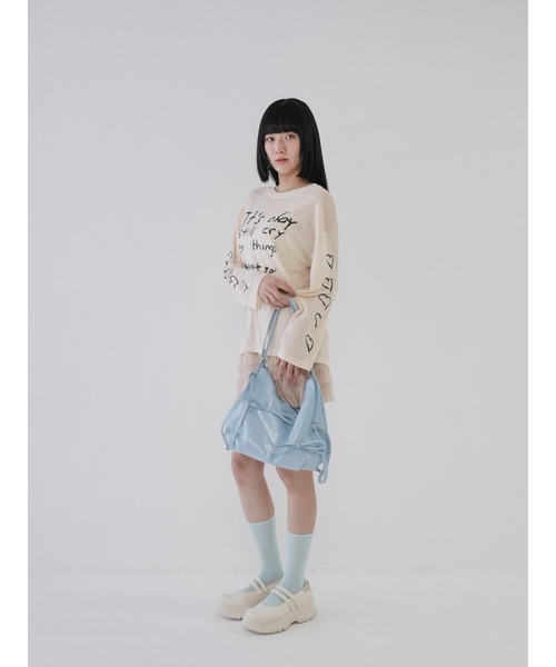 Uenui（ウニュイ）の「【 cunii 】ハートプリント シアー ロングTシャツ シースルー 長袖Tシャツ（Tシャツ/カットソー・レディース・ブラック/ベージュ・FREE）」の17枚目の写真
