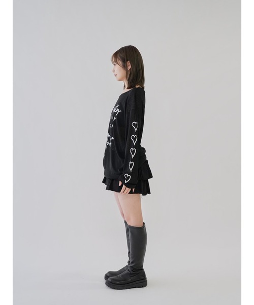 ストロベリープリント シースルー長袖トップス cunii 】シンプル シアートップス シースルー シースルー